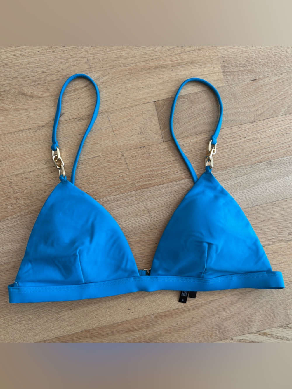 summersalt Blue Triangle Bikini Top with Gold Hardware
